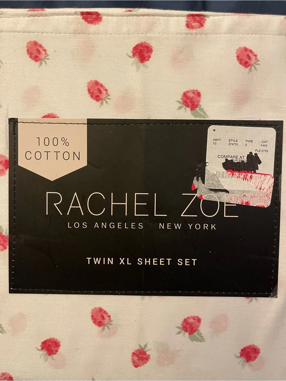 Rachel Zoe Cotton Sheet Set White with Strawberries